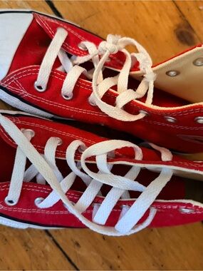 Converse Kids Red Canvas High-Top Sneakers with White Laces